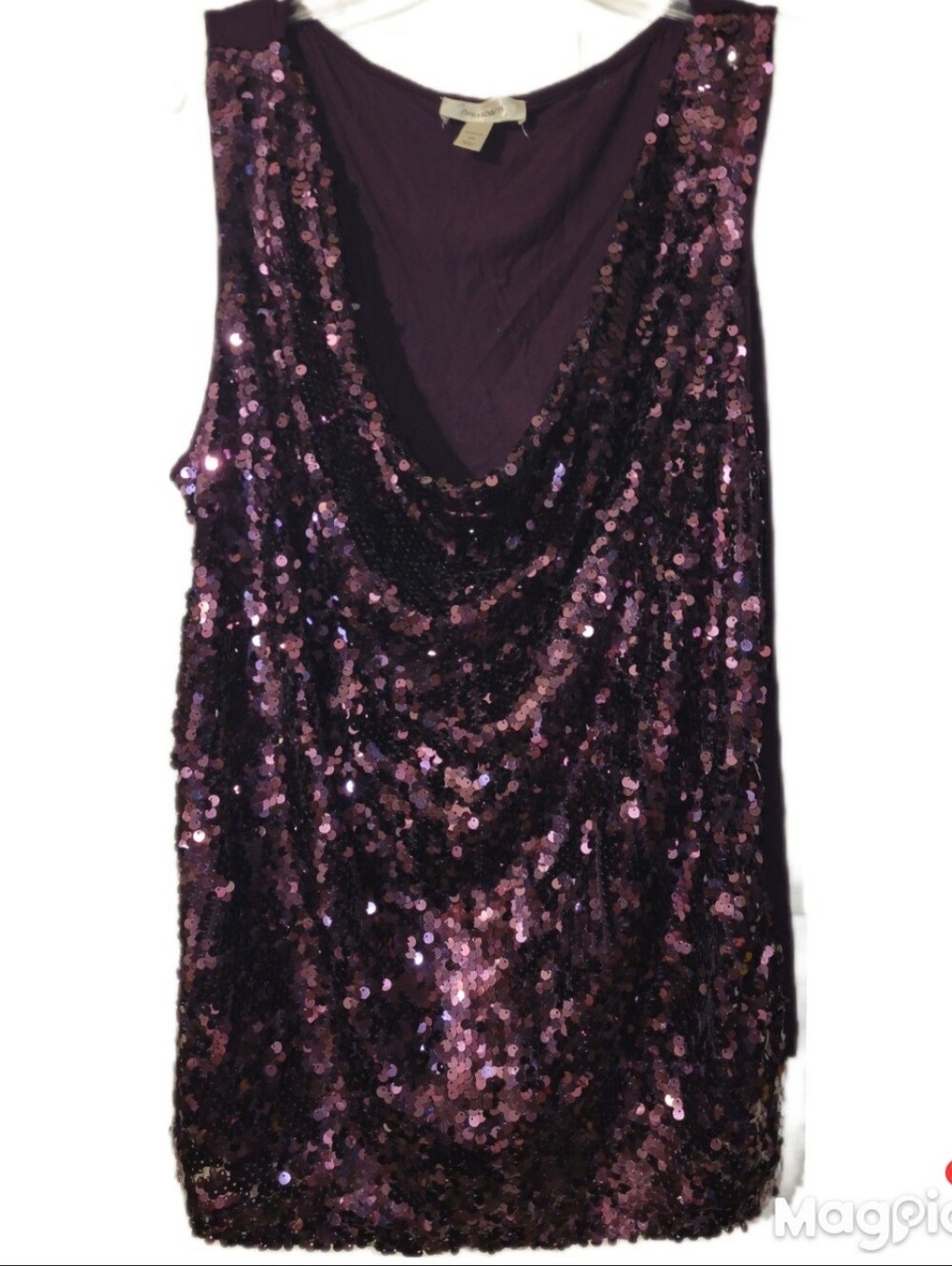 Dressbarn Purple Party Sequin Cap Sleeve 3X Party Whimsical Dark Fairy Unlined